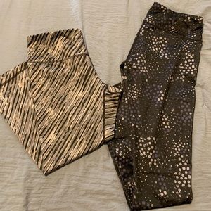 Reebok Black and Gray Patterned Leggings